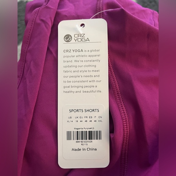 CRZ YOGA Sports Shorts, sz 14 XL Purple Athletic Shorts - Picture 8 of 10